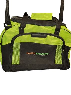KP Healthy Workforce Green Black Multi Pocket Travel Bag  Gym Bag  Carry-On NWOT
